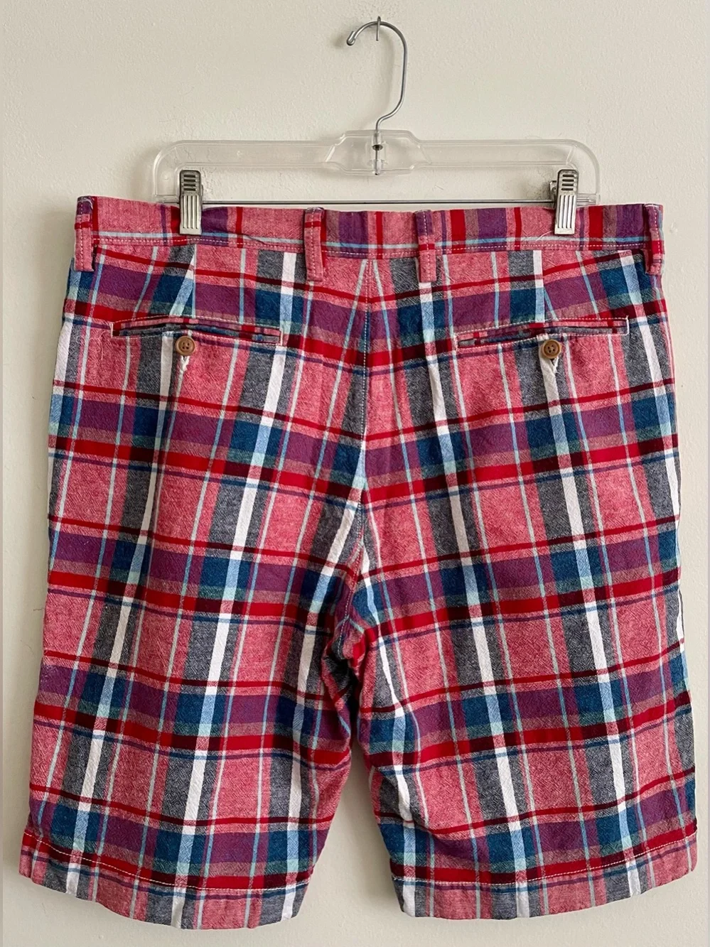 🍎 J. Crew Red Plaid Flat Front Shorts 🍎